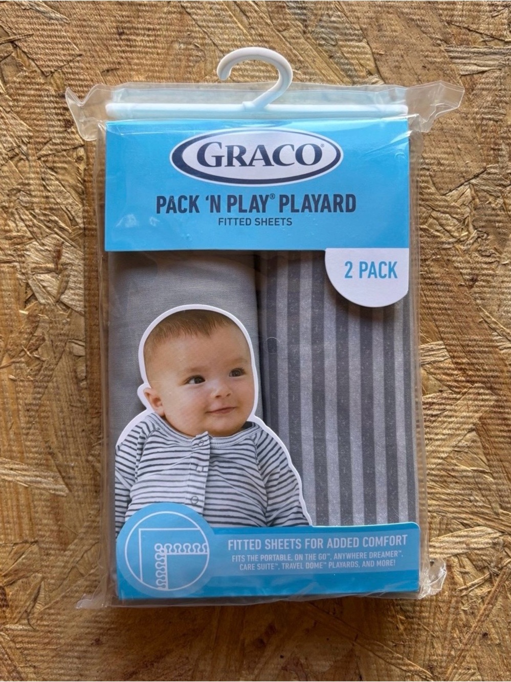 Gray Striped Pack 'N Play Playard Fitted Sheets - 2 Pack